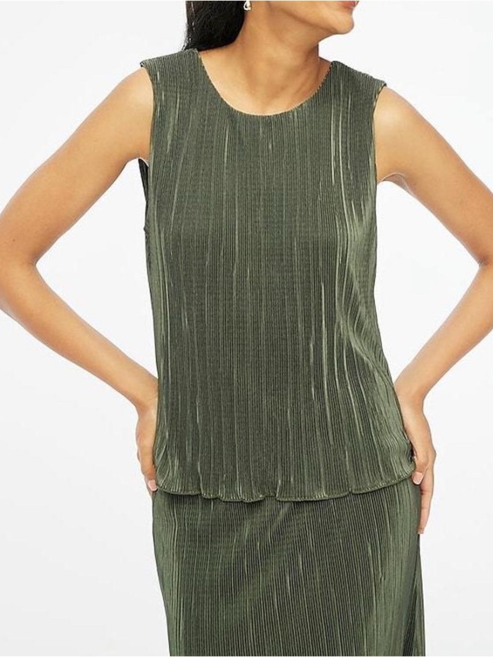 J. Crew Olive Green Pleated Sleeveless Camisole